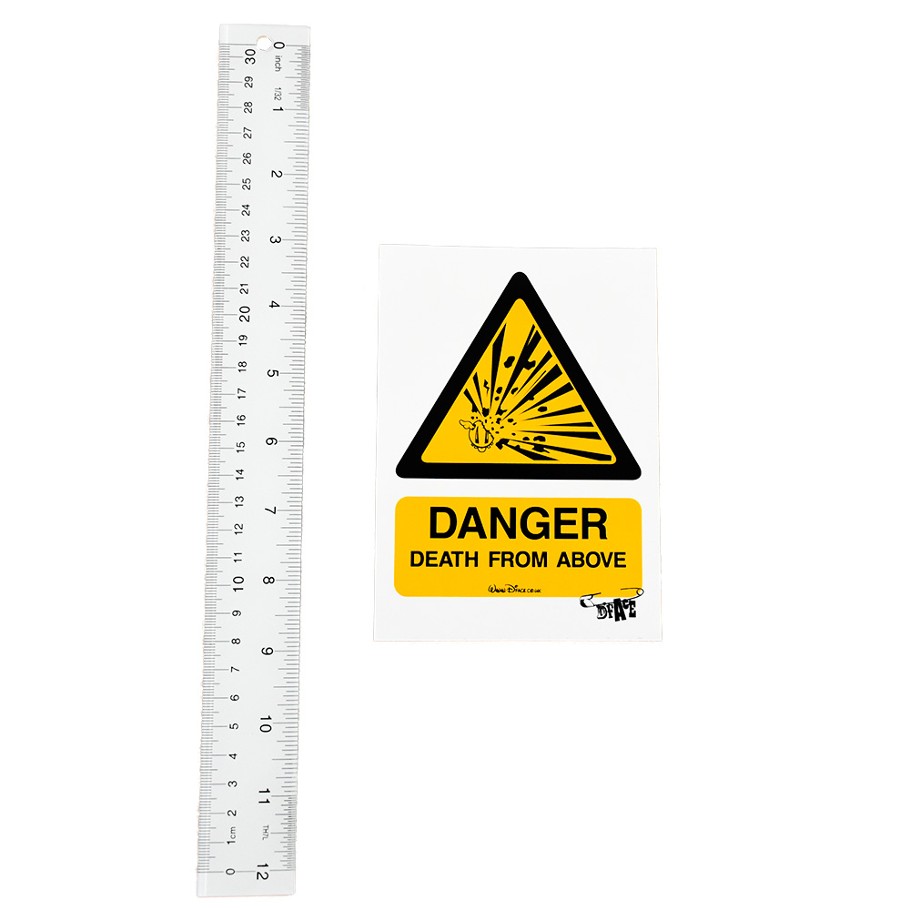 dface danger sticker next to ruler