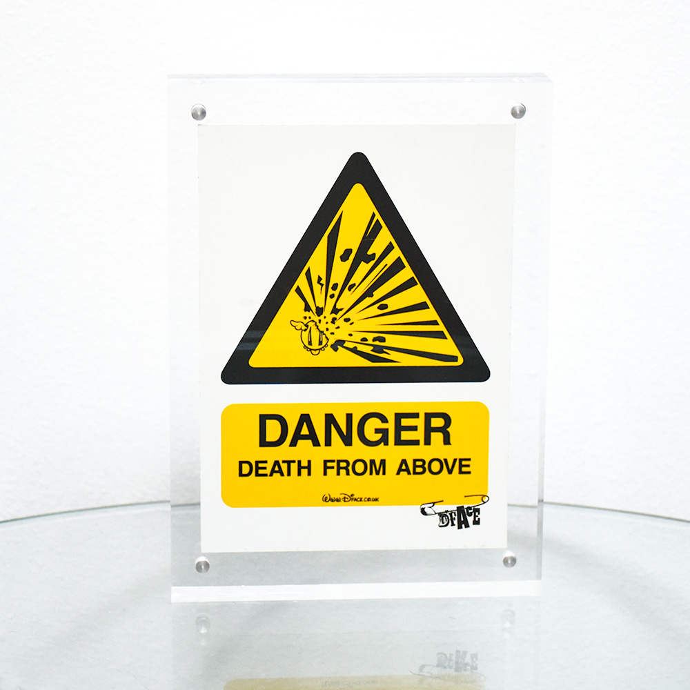 dface danger sticker framed