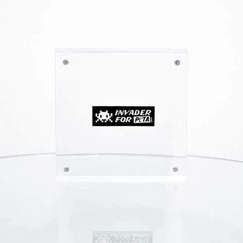 Invader x PETA Invader for Peta Sticker (Framed) • Silverback Gallery