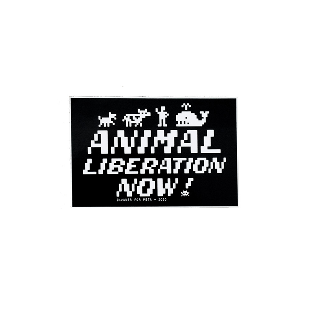 invader peta animal liberation now sticker