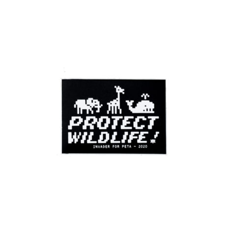 Invader x PETA Protect Wildlife Sticker (Framed) • Silverback Gallery