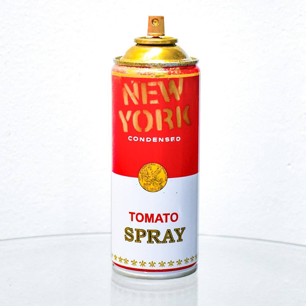 mr brainwash new york spray can gold hand finished