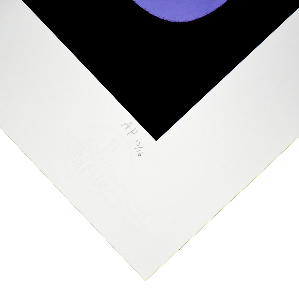 ben eine letter x purple and pink artist proof showing ap numbered