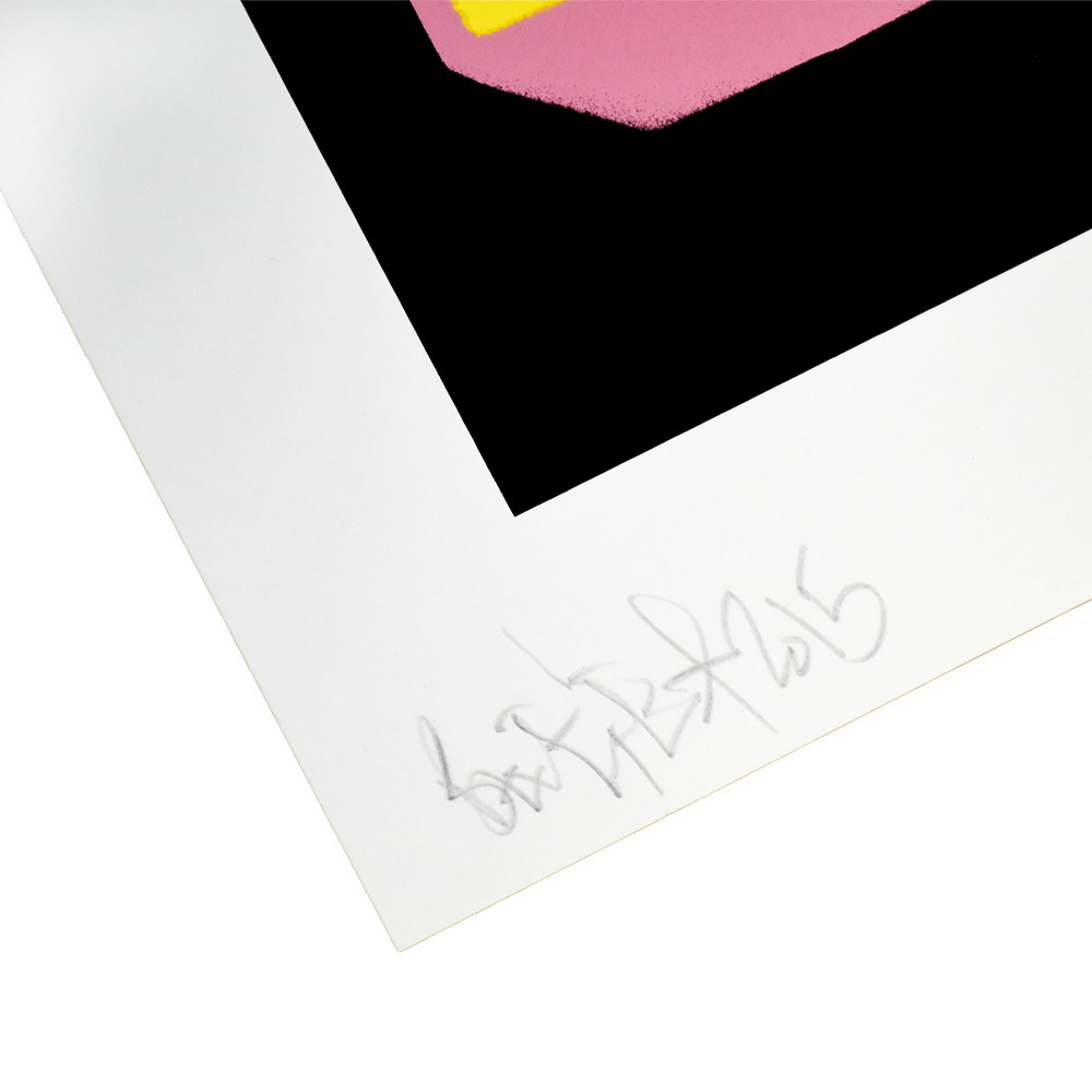 ben eine letter x orange and yellow artist proof showing bottom left with ben eine signature