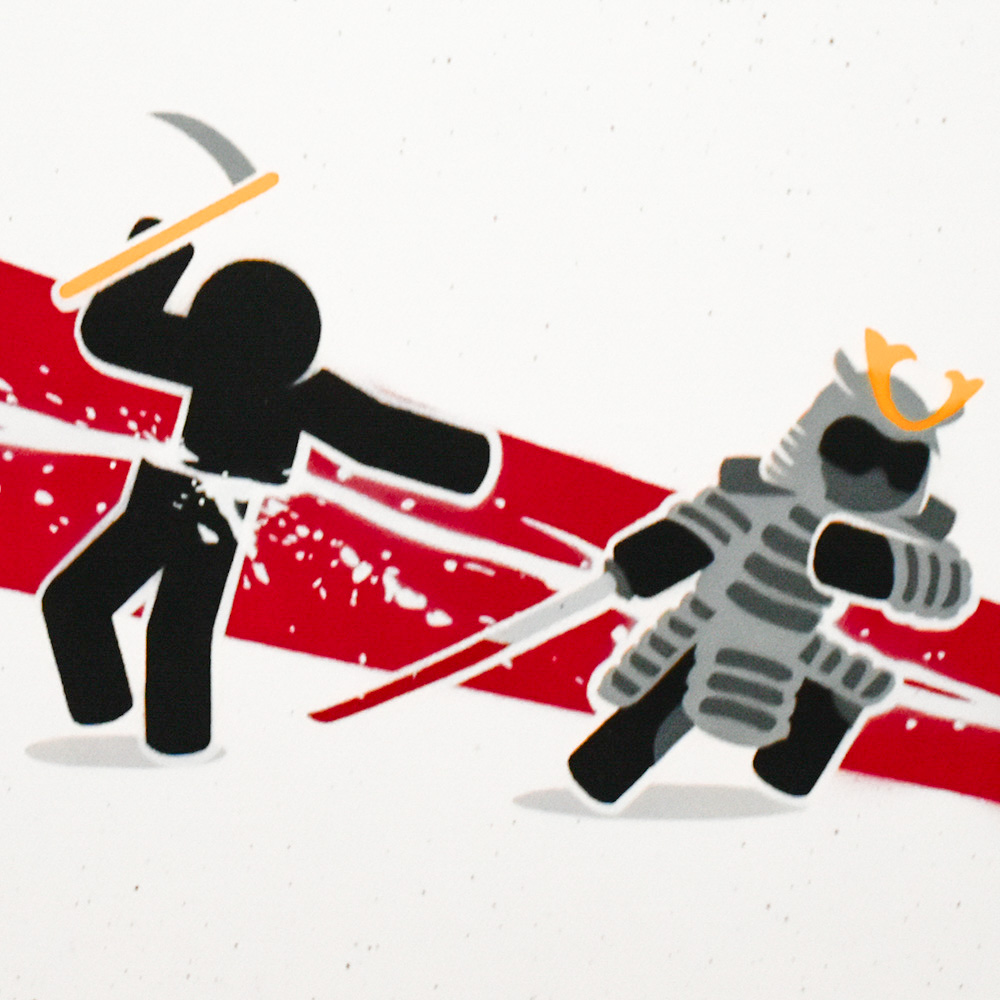 close up of pahnl in two with one stroke original art