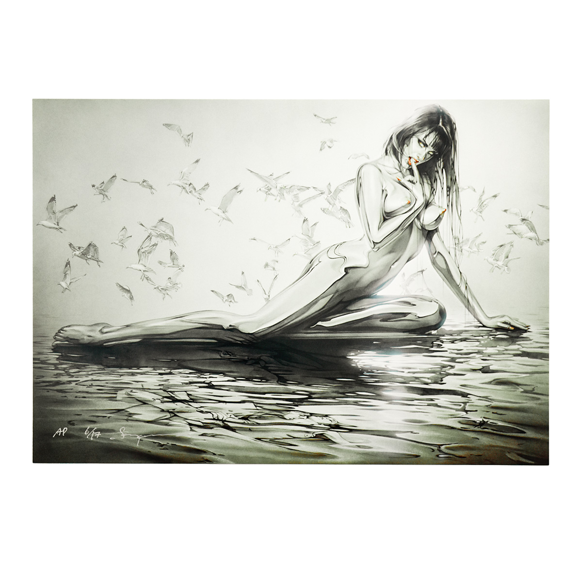 hajime sorayama led 40 artist proof print of woman in water