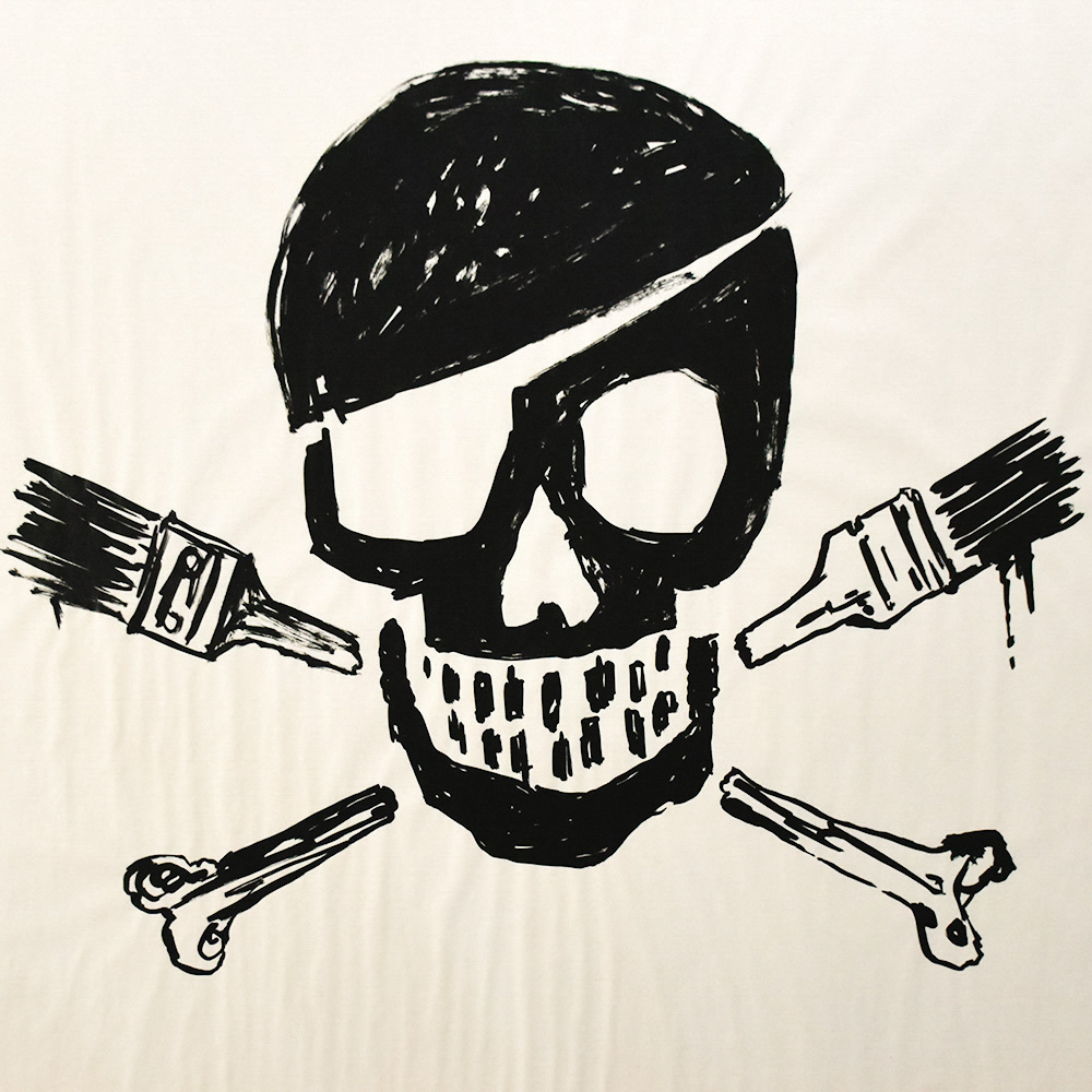 banksy skull print in black