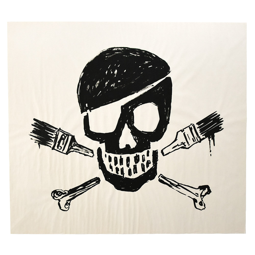 banksy skull print in black