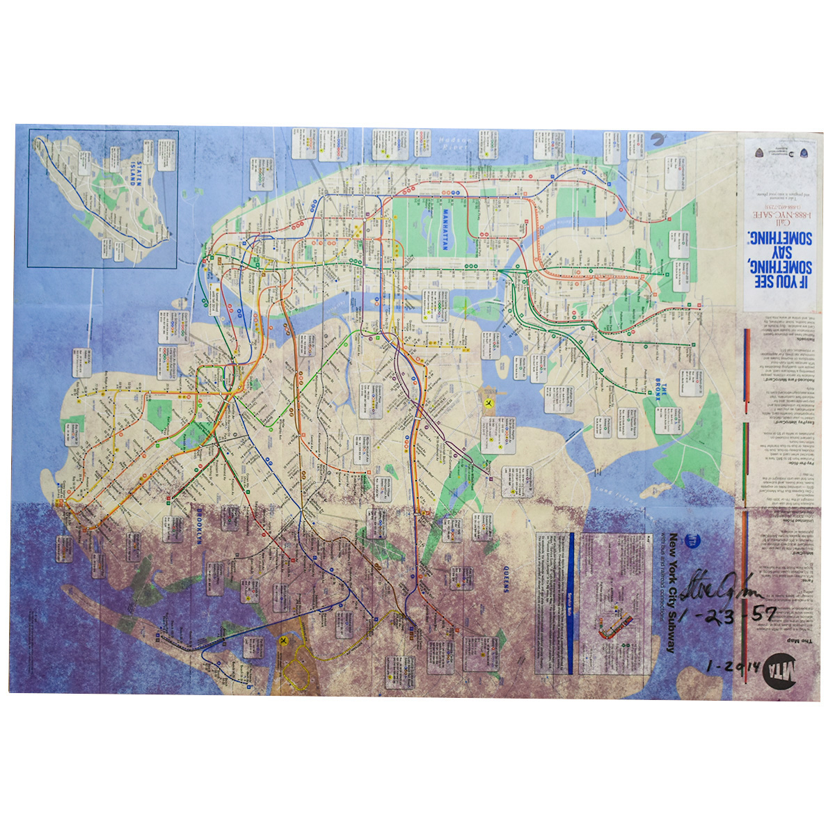 back of nyc mta map on blade untitled 3 original artwork