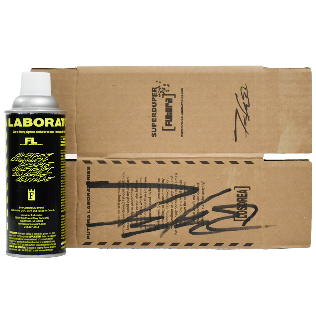 futura spray paint can and signed box