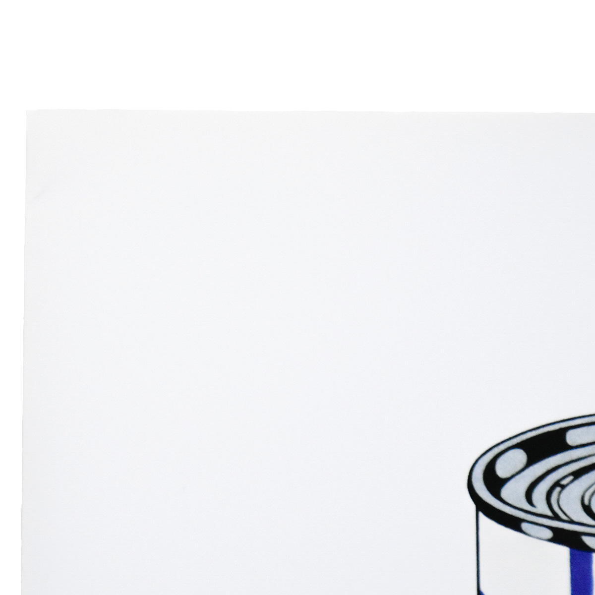 top left corner of banksy soup cans print