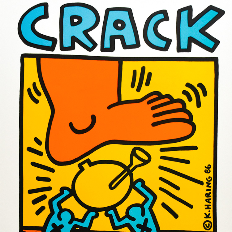 top of bottom of keith haring crack down poster