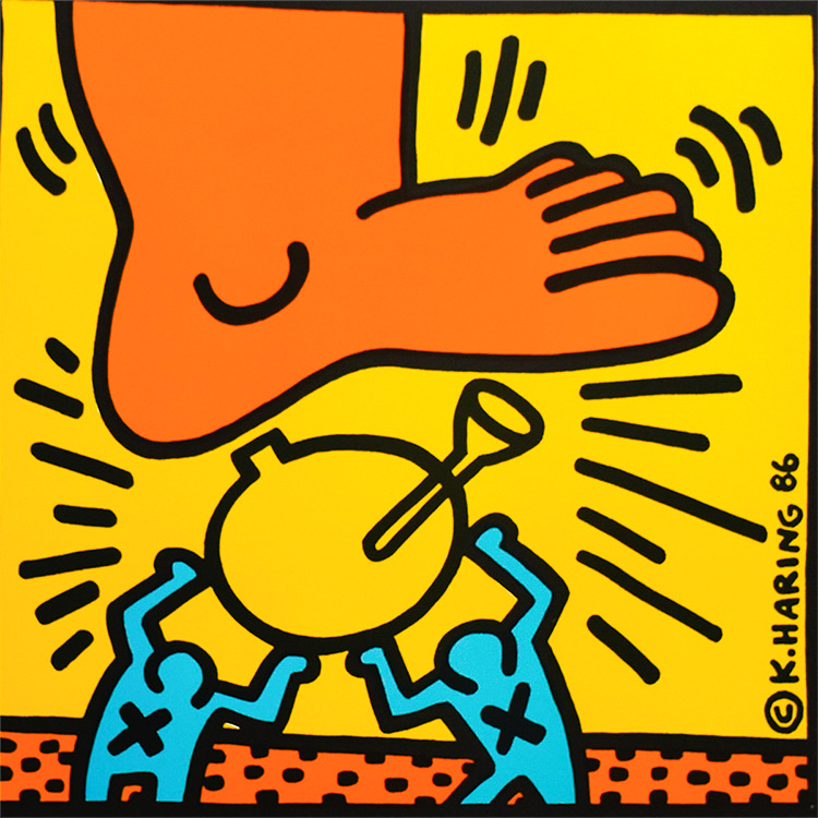 showing middle of keith haring crack down poster