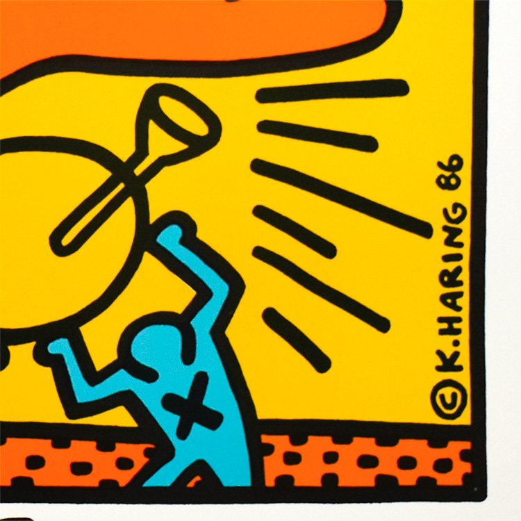 showing signature from bottom of keith haring crack down poster