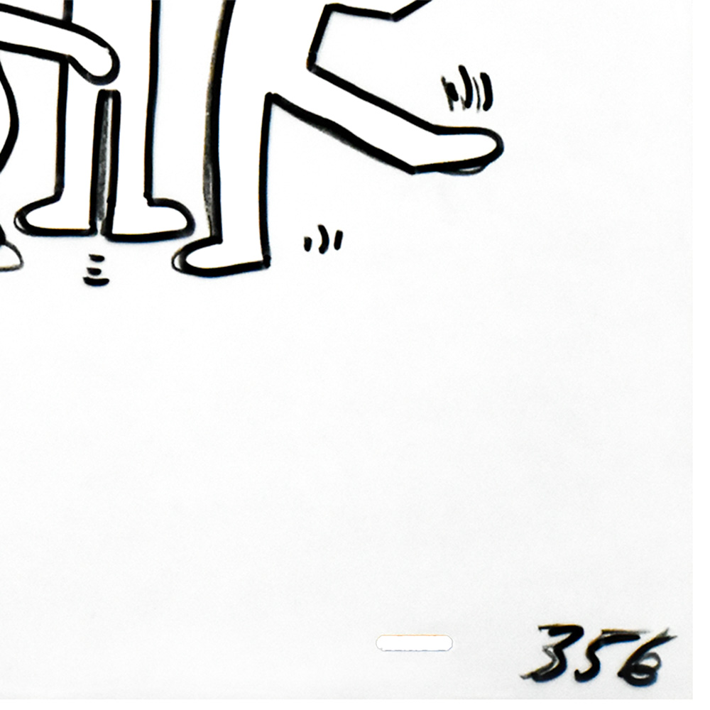 keith haring sesame street 5 dancing men animation cel set showing bottom left with drawing number