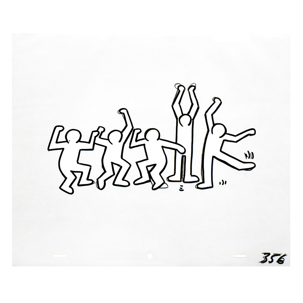 keith haring sesame street 5 dancing men animation cel set